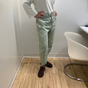 ZARA denim women’s pants, size 10, colour light green